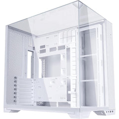 Lian Li O11 VISION Compact (White) Cool & Clear ATX Mid Tower 3 Sided Tempered Glass Gaming Case, Columnless Design, Dual Chamber, Dual Rear Fan Modes (High Or Low) | O11VPW White | - CompuMe