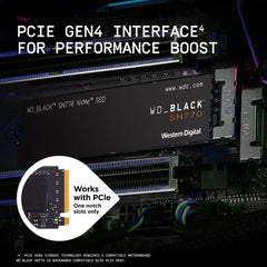 2TB SN770 NVMe Internal Gaming SSD Solid State Drive - Gen4 PCIe, M.2 2280, Up to 5,150 MB/s - WDS200T3X0E - [Previous Generation]