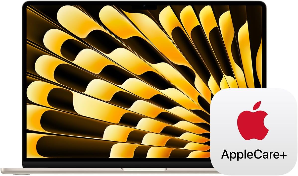 2024 MacBook Air 15-inch Laptop with M3 chip: 8GB Memory, 512GB Storage; Starlight with AppleCare+ (3 Years)