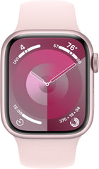 Apple Watch Series 9 [GPS + Cellular 41mm] Smartwatch with Pink Aluminum Case with Pink Sport Band S/M. with AppleCare+ (2 Years)