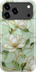 DEENAKIN for iPhone 17 Pro Max Case Cute - Wireless Charging Compatible - Dual-Layer Soft Silicone + Hard Shell - Stylish Wildflower Design - Chic Phone Cover for Women - Vintage Magnolia Flowers