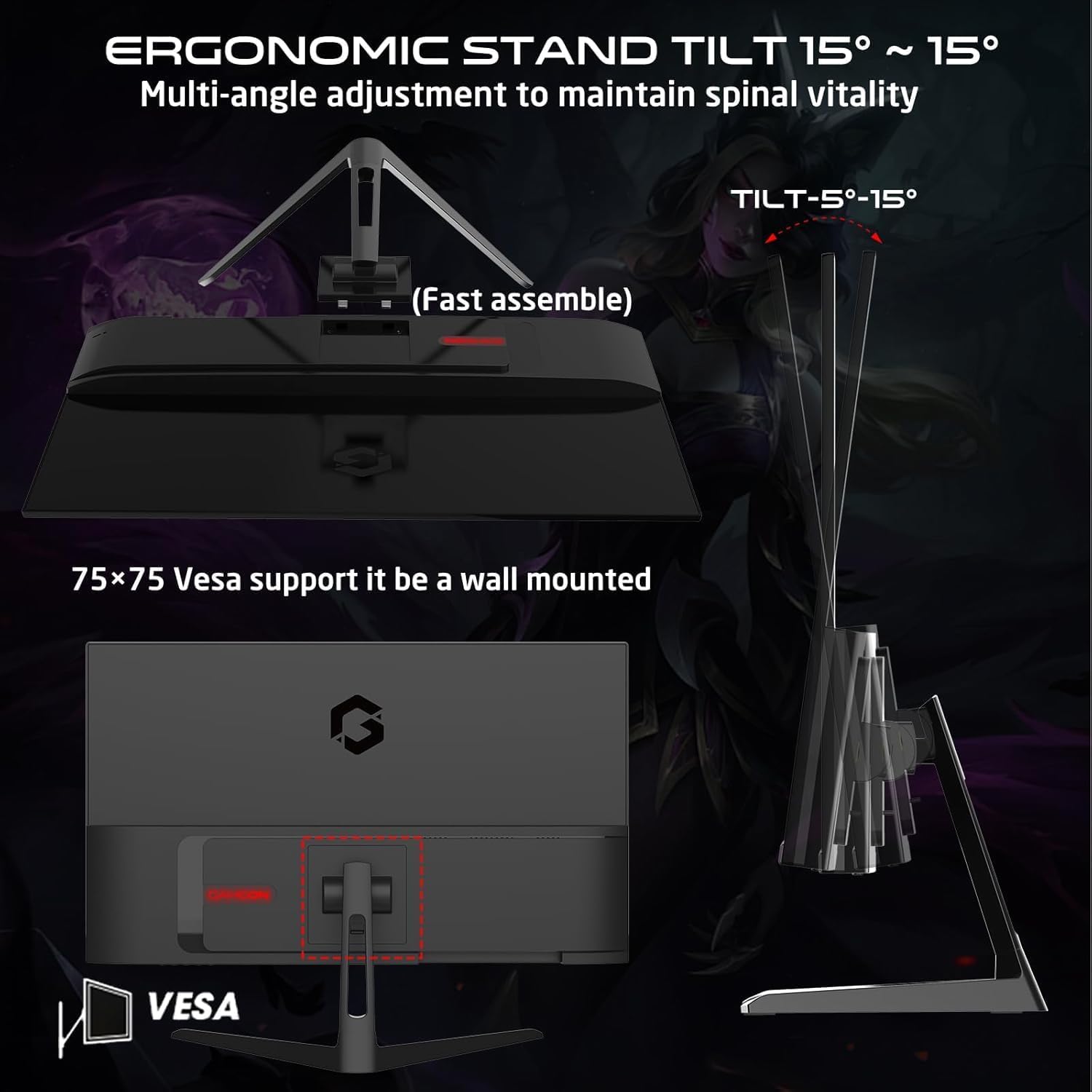 GAMEON GOPS27QHD180IPS HDMI to HDMI PC case for desktop computer builds and component installation
