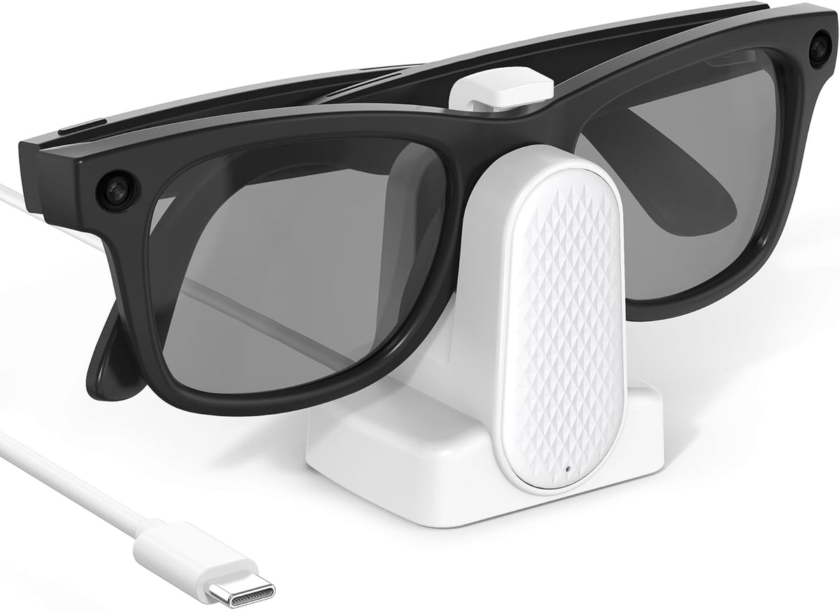Cisian Charging Dock Compatible with Ray-Ban Meta Smart Glasses Wayfarer/Skyler/Headliner/Oakley | Meta HSTN,Potable Travel USB-C Cable Charger Meta Smart Glasses with Adapter