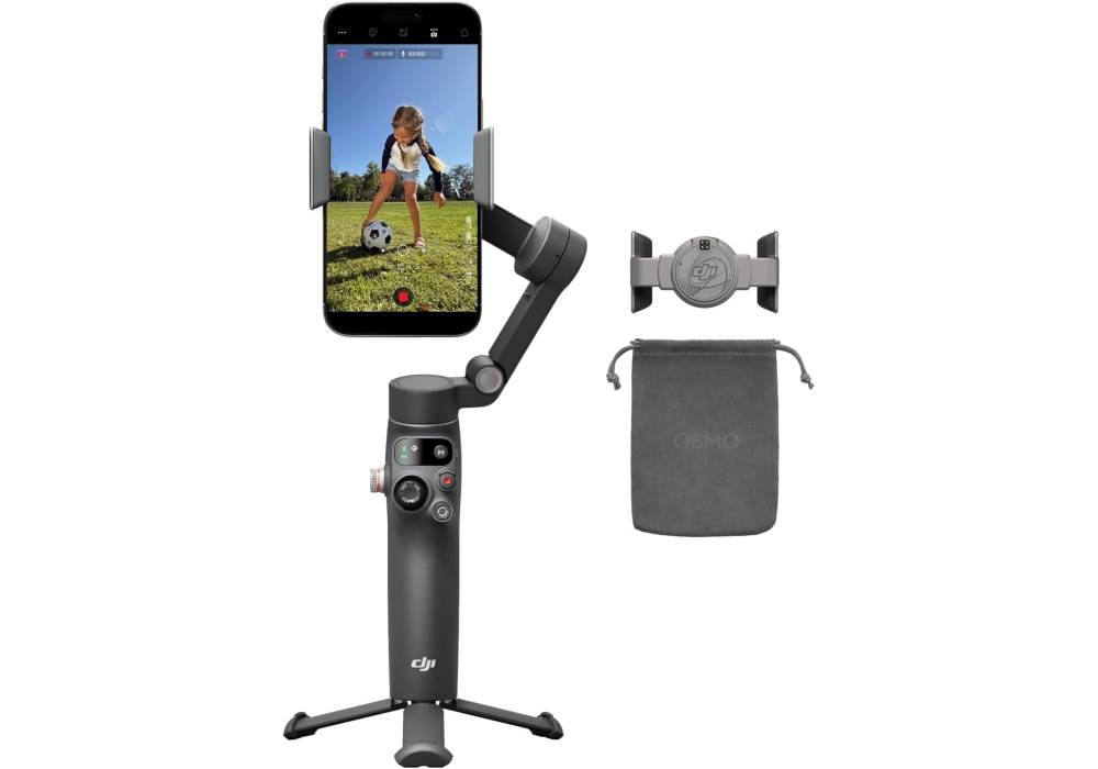 DJI Osmo Mobile 8 Standard Combo, 3-Axis Smartphone Gimbal Stabilizer, Seamless 360° Pan Rotation, Built-in Extension Rod & Tripod, Up to 10-Hour Battery with Phone Charging, Black