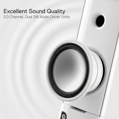 Redragon GS550 PC Gaming Speakers, 2.0 Channel Desktop Computer Sound Bar with Compact Maneuverable Size, Headphone Jack, Quality Bass & Decent Red Backlit, USB Powered w/ 3.5mm Cable, White