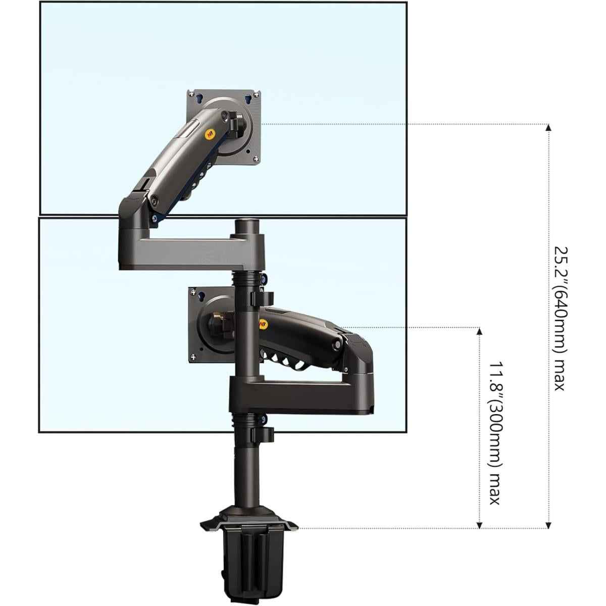 North Bayou (NB H180) Ergonomic Desk Mount Dual Monitor Arm, Up To 17-27" Size & 2-9kg Weight, Horizontal Or Vertical 360° Rotation, Vesa 75mm x 75 mm To 100mm x 100mm Mounting Hole | H180 |