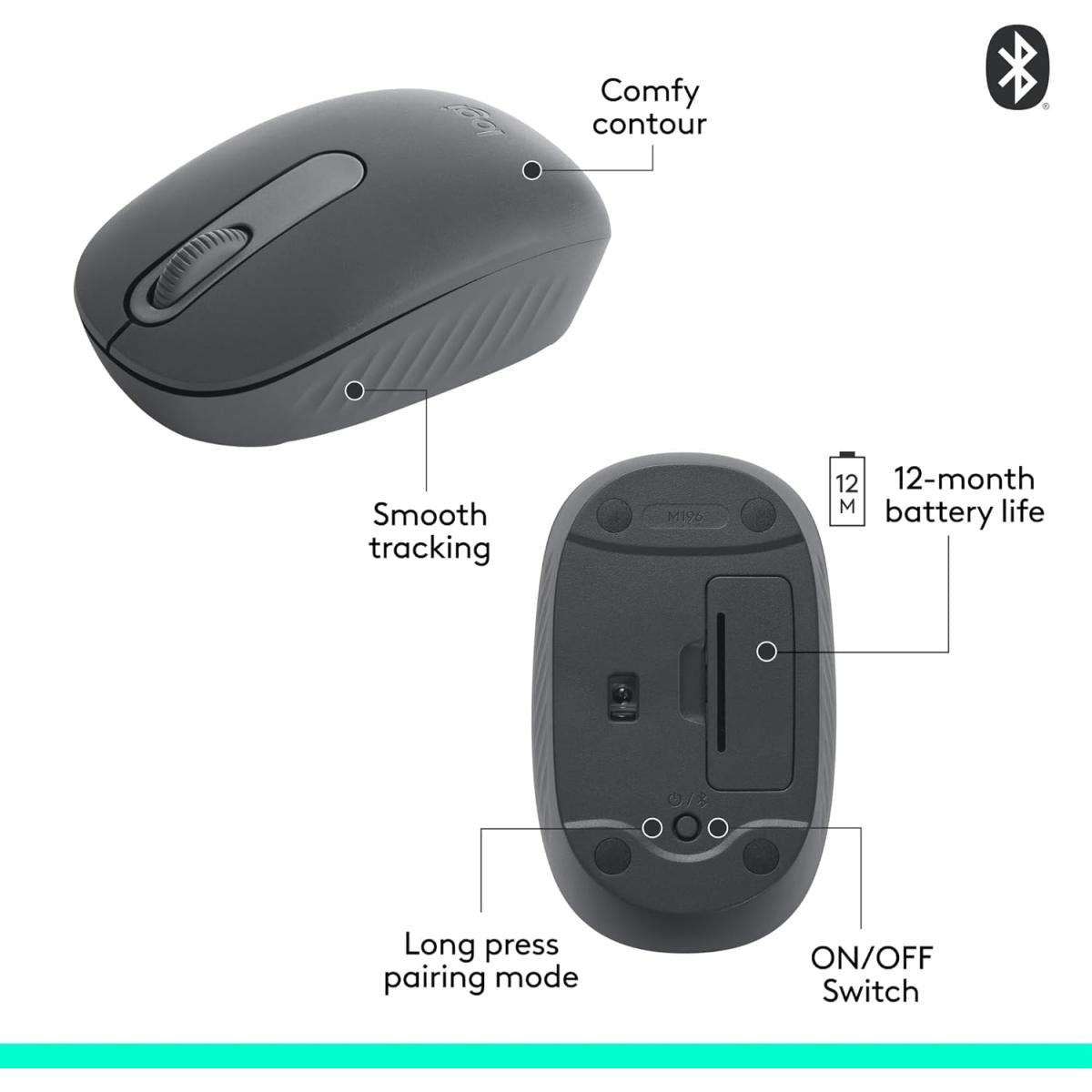 Logitech M196 wireless Bluetooth keyboard and mouse combo for computer setup