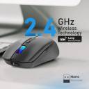 Promate Kitt Wireless Mouse, Ergonomic 500mAh Rechargeable LED Backlit Mice 2.4GHz Wireless Ergonomic Optical Mouse with LED Rainbow Lights , 800/1200/1600Dpi, Rechargeable battery, Rainbow Lights,Plug & play Support