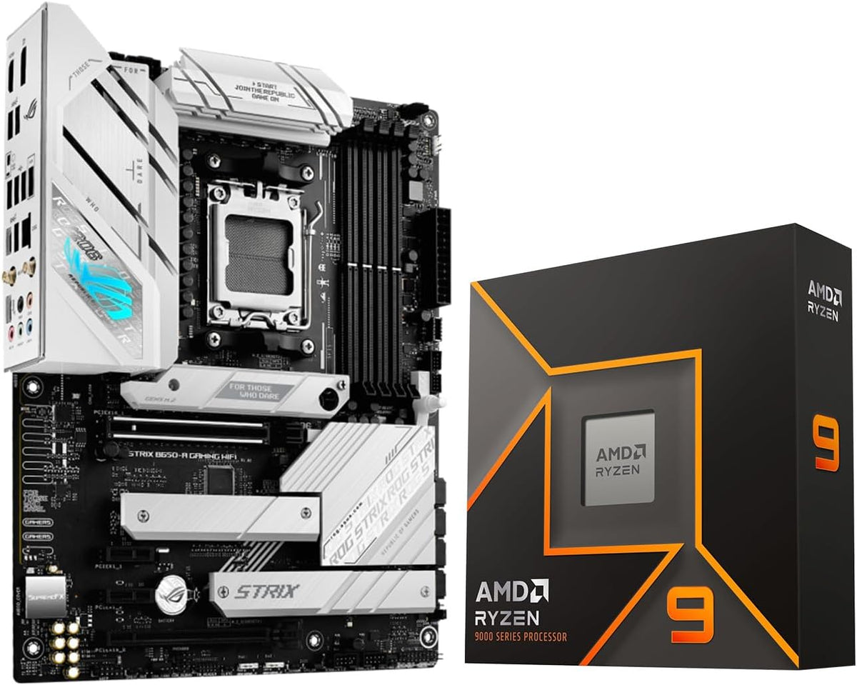 AMD Ryzen 9 9900X AM5 CPU Processor Bundle with ASUS ROG Strix B650-A Gaming WiFi 6E AM5 Ryzen 7000 Gaming Motherboard