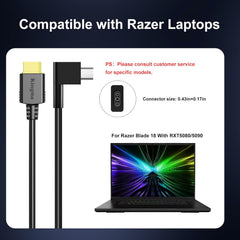 GaN Portable Laptop Charger for Razer Blade 18(2025 2026) with 5080/5090, 3 Ports Fast Charging, with a Power Cable with 11-43 mm Charging Interface (20V/20A Output) for Gaming laptops