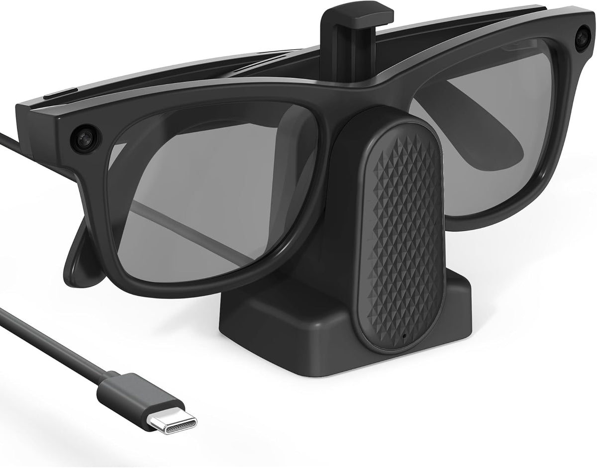 Cisian Charging Dock Compatible with Ray-Ban Meta Smart Glasses Wayfarer/Skyler/Headliner/Oakley | Meta HSTN,Potable Travel USB-C Cable Charger Meta Smart Glasses with Adapter