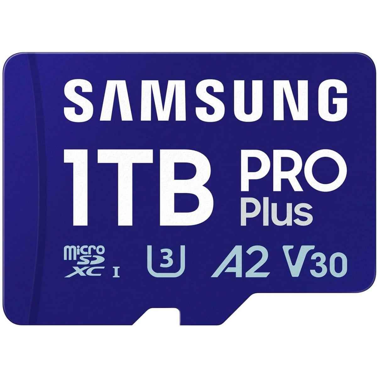 Samsung PRO Plus microSD Memory Card + Adapter, 1TB MicroSDXC, Up to 180 MB/s, Full HD & 4K UHD, UHS-I, C10, U3, V30, A2 for Android Phones, Tablets, GoPRO, DJI Drone, MB-MD1T0SA/AM, 2024 | MB-MD1T0SAAM |