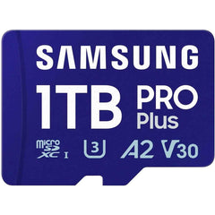 Samsung PRO Plus microSD Memory Card + Adapter, 1TB MicroSDXC, Up to 180 MB/s, Full HD & 4K UHD, UHS-I, C10, U3, V30, A2 for Android Phones, Tablets, GoPRO, DJI Drone, MB-MD1T0SA/AM, 2024 | MB-MD1T0SAAM |