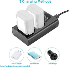 Dual USB Charger for Sony NP-FZ100 Battery, Compatible with Sony ZV-E1, FX3, FX30, A1, A9 II, A7R V, A7S III, A7 IV, A6600, A7C Cameras, Designed with LCD Display, Versatile Charging Options