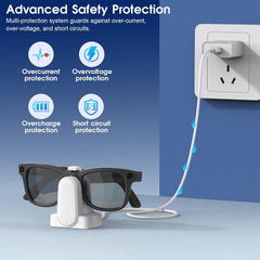Cisian Charging Dock Compatible with Ray-Ban Meta Smart Glasses Wayfarer/Skyler/Headliner/Oakley | Meta HSTN,Potable Travel USB-C Cable Charger Meta Smart Glasses with Adapter