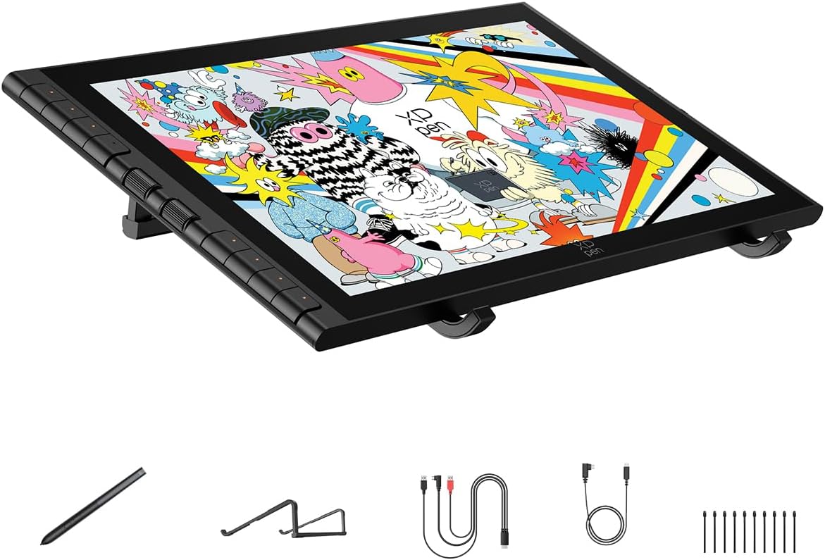 XPPen Artist 16 3rd Drawing Tablet with Screen, 15.4"Pen Display with 16K Pressure Stylus, Anti-Glare Etched Glass, 2 Scroll Wheels & 8 Hotkeys, Include Foldable Stand, Compatible with Mac/Win/Android