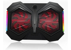 YL-017 Gaming Laptop Cooling Pad Stand, 2x Large LED Fans, RGB Side Lights, 2 x USB Ports, For 12 to17" Laptops