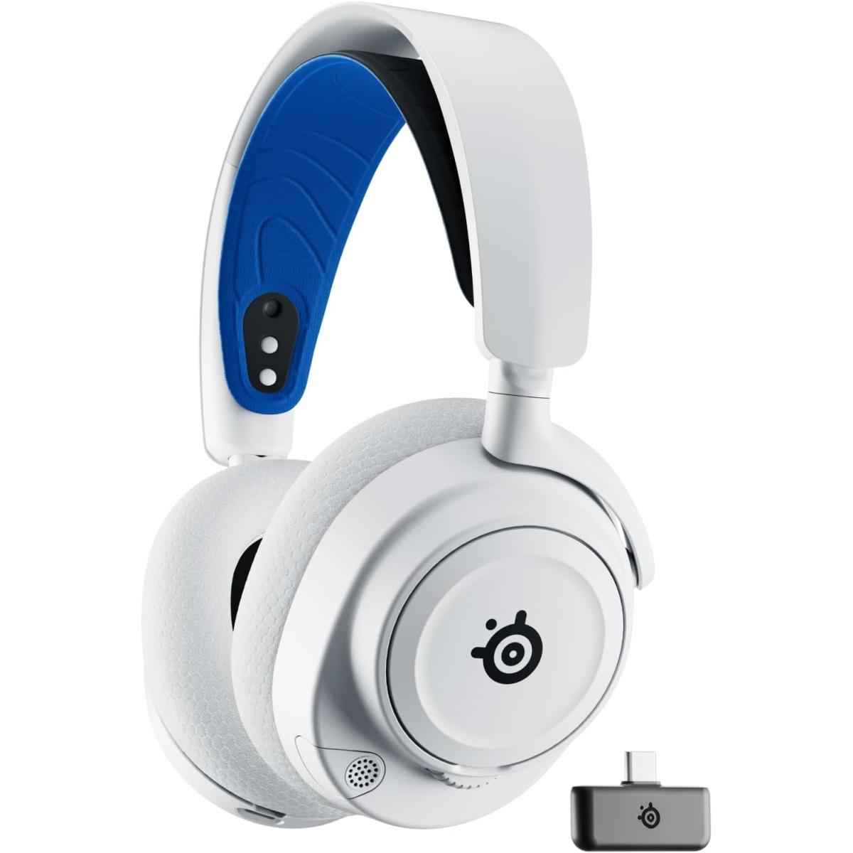 SteelSeries Arctis Nova 7P Wireless (White) (2.4GHz/Bluetooth/USB-C/3.5mm) Spatial Surround 7.1 Gaming Headset w/ Neodymium Magnetic Driver Up To 38, AI-powered Noise Cancelling Mic, 38HR Battery For PC, PS5, PS4, Switch, Mobile | Arctis Nova 7P (White) |