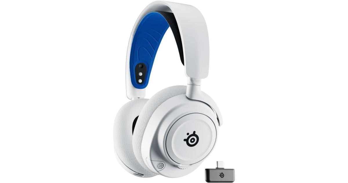 SteelSeries Arctis Nova 7P Wireless (White) (2.4GHz/Bluetooth/USB-C/3.5mm) Spatial Surround 7.1 Gaming Headset w/ Neodymium Magnetic Driver Up To 38, AI-powered Noise Cancelling Mic, 38HR Battery For PC, PS5, PS4, Switch, Mobile