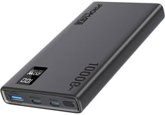 Promate Universal 10000mAh Ultra-Slim Power Bank, with 20W USB-C Input/Output Port, QC 3.0 Output, USB-C Ports, LCD Screen and Over-Heating Protection for Smartphones and Tablets, Bolt-10PD