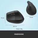 Logitech Lift Vertical Ergonomic Mouse, Wireless, Bluetooth or Logi Bolt USB receiver, Quiet clicks, 4 buttons