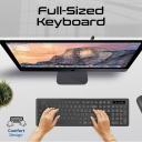 Promate Wireless Keyboard and Mouse Combo Kit, Slim Full-Size2.4Ghz Wireless Keyboard, 1600 DPI Ambidextrous Mouse, Nano USB Receiver, Quiet Keys, Angled Kickstand