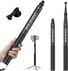 2.7m 8.86ft Carbon Fiber Extended Edition Invisible Selfie Stick for Insta360 X5/X4/X3/GO 3S/ONE X2/DJI Osmo 360, ULANZI VL02 Extension Pole Waterproof Handle Grip for GoPro, Phone and More