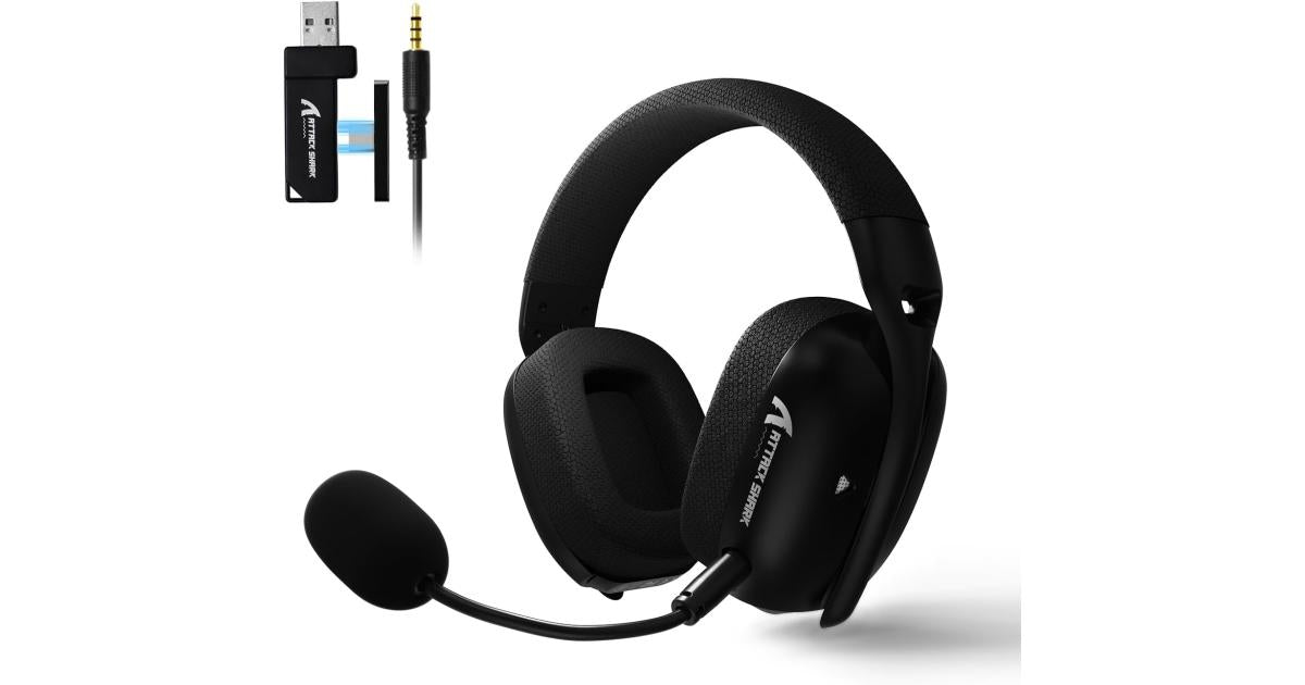 ATTACK SHARK L80PRO Wireless Gaming Headset Lightseed Tech-Built-in&Detachable Dual Microphone-Lightweight Headphone with Tri-Mode(2.4GHz USB C&A Dongle/BT/Wired)-for PC Mac Switch Win-Black