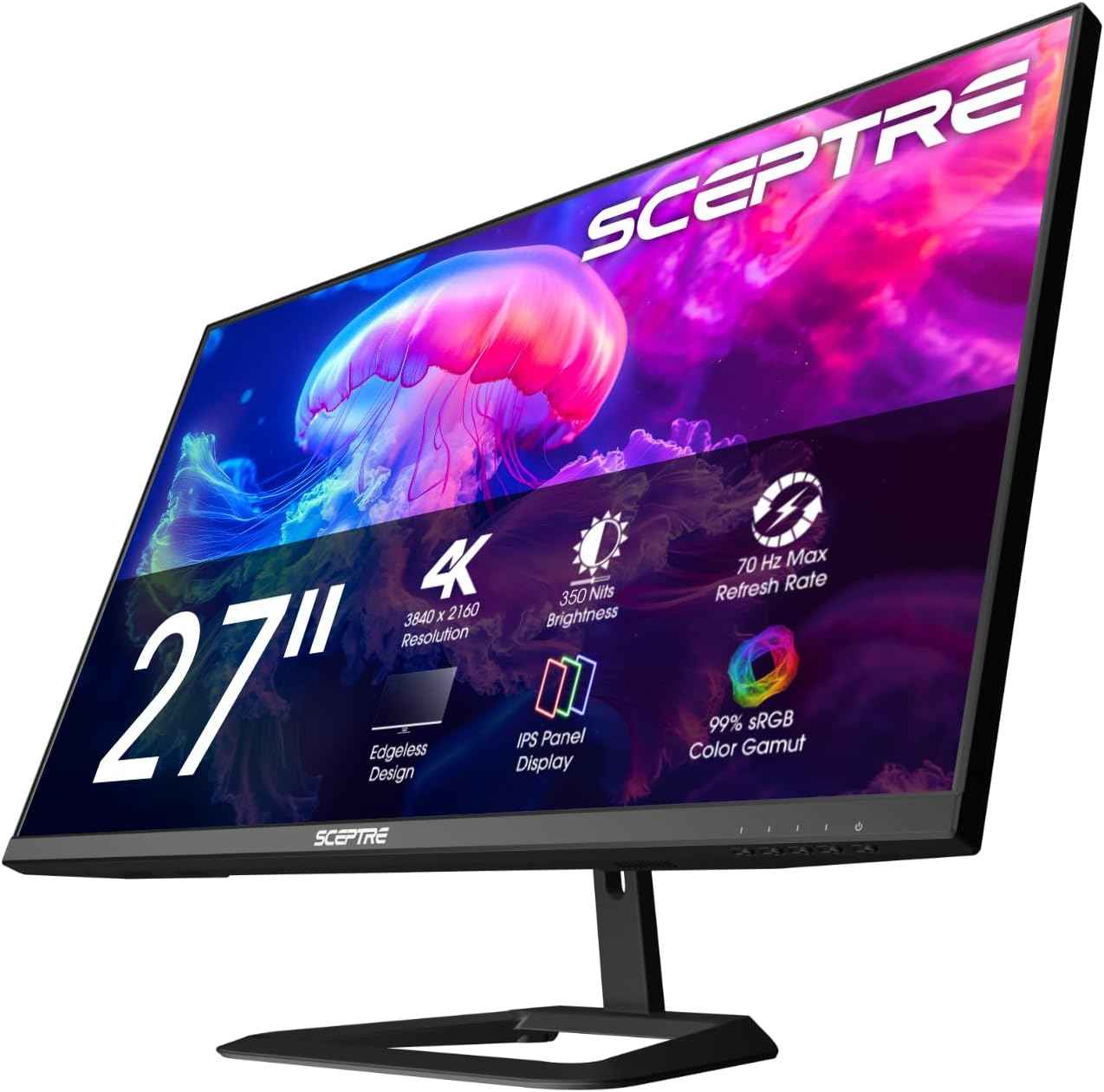 Prime 4K IPS 27" 3840 x 2160 UHD Monitor up to 70+Hz DisplayPort HDMI 100% sRGB Build - in Speakers, Machine Black 2026 (U275W - UPT Series)