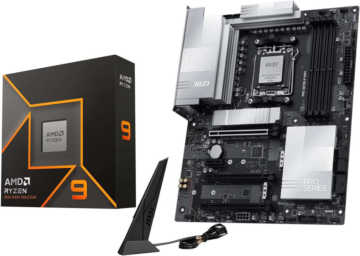 AMD Ryzen 9 9900X CPU Processor with MSI PRO X870E-P WiFi Motherboard (ATX, AM5, DDR5, PCIe 5.0 x16, M.2 Gen5, Wi-Fi 7)