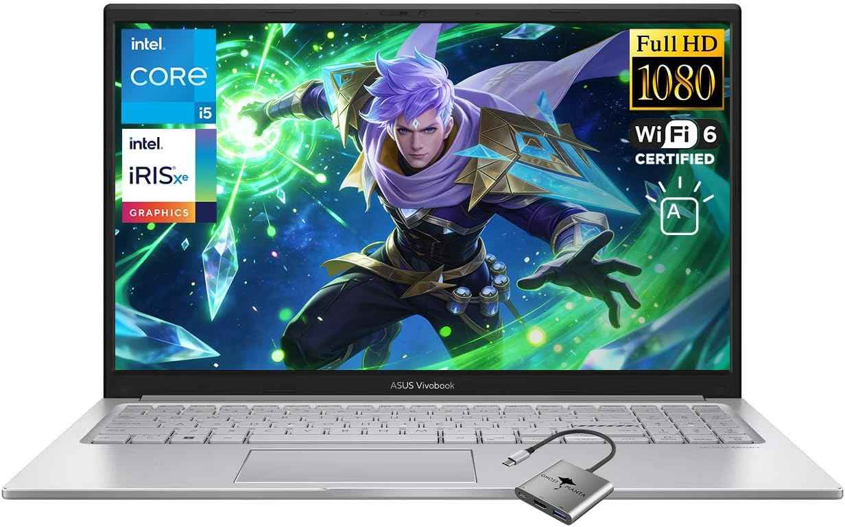 Vivobook 15 15.6" FHD Laptop, Intel 10-Core i5 1334U, 16GB RAM 512GB SSD, Intel Iris Xe Graphics Backlit Keyboard Win 11 WiFi 6 Bluetooth 5.2 Computer for Creator Business Gaming w/GM Accessory