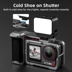 Grip Kit for DJI Action 5 Pro 4 3 (with Cage), Handle Holder Bundle Expansion Mount with Shutter Button, Quick Release, Cold Shoe for DJI Osmo Action 5 Pro 4 3 Accessories