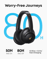 Q30 by Anker, Hybrid Active Noise Cancelling Headphones, Multiple Modes, Hi-Res Audio, Custom EQ via App, 50H Playtime, Comfortable Fit, Bluetooth, Multipoint Connection