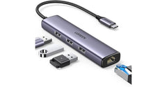 UGREEN USB-C to Ethernet Adapter, 4 in 1 Multiport Hub with Gigabit RJ45