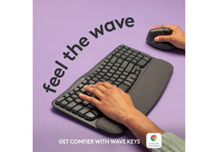 Logitech Wave Keys Wireless Ergonomic Keyboard with Cushioned Palm Rest, Comfortable Natural Typing, Easy-Switch, Bluetooth, Logi Bolt Receiver, for Multi-OS, Windows/Mac, AR Layout - Graphite
