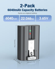 2-Pack 6040mAh Rechargeable Battery Compatible with Ring Doorbell Camera 2/3/4, Video Doorbell 3 Plus,Spotlight Cam and Stick Up Cam Battery (2nd & 3rd Gen)