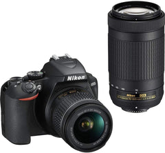 Nikon D3500 DSLR Camera with 18-55mm and 70-300mm Lenses (1588) + 64GB ExtremePro Card + 2 x EN-EL14a Battery + Corel Photo Software + Case + Telephoto Lens + More - International Model