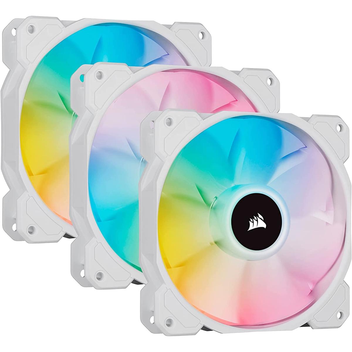 Corsair iCUE SP120 RGB ELITE 3IN1(White) PWM PC Low-Noise High & Performance Fans & w/ ICue Node Core Controller