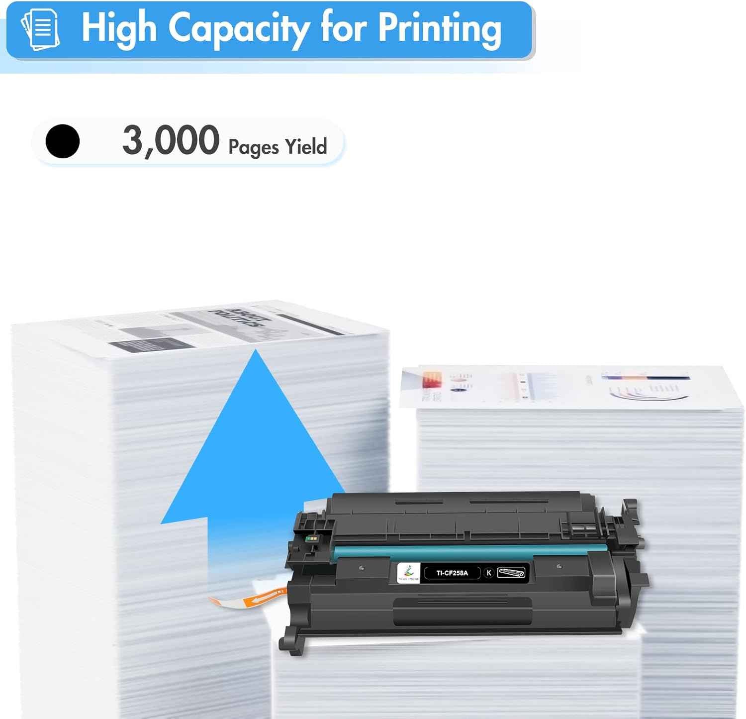 58A Toner Cartridge Black CF258A Compatible Replacement for HP 58A CF258A 58X CF258X M428fdw with Chip for HP LaserJet Pro MFP M428fdn M428dw Pro M404n M404dn M404dw M404 M428 Printer Ink 2 Pack