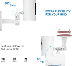 2Pack Adjustable Security Wall Mount Bracket for Ring Stick Up Cam & Ring Outdoor Cam Plus, Perfect View Angle for Your Surveillance Camera System - White