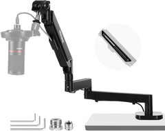 Low Profile Mic Arm Desk Mount, 360° Swivel Boom Arm with Pneumatic Damping Adjustable, Cable Management, Compatible with Shure MV7 SM7B Blue Yeti Gaming Streaming Podcast Microphone, MS002