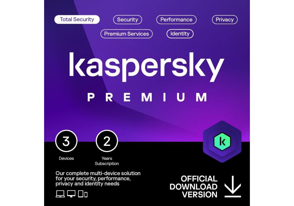Kaspersky Total Security 3 Devices Anti - Phishing and Firewall Unlimited VPN Password Manager Parental Controls 1 Year /Mac/Mobile