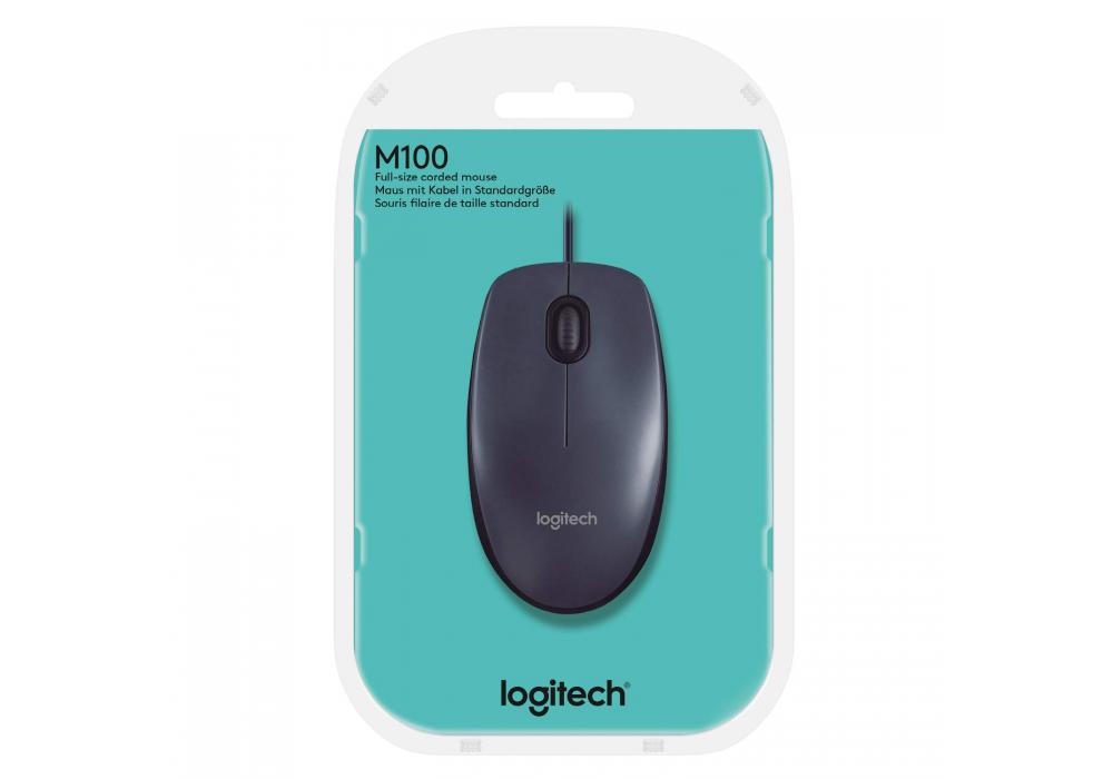Logitech Mouse M100 High-Definition Optical Tracking (1000 DPI) Smooth Cursor Control - Black