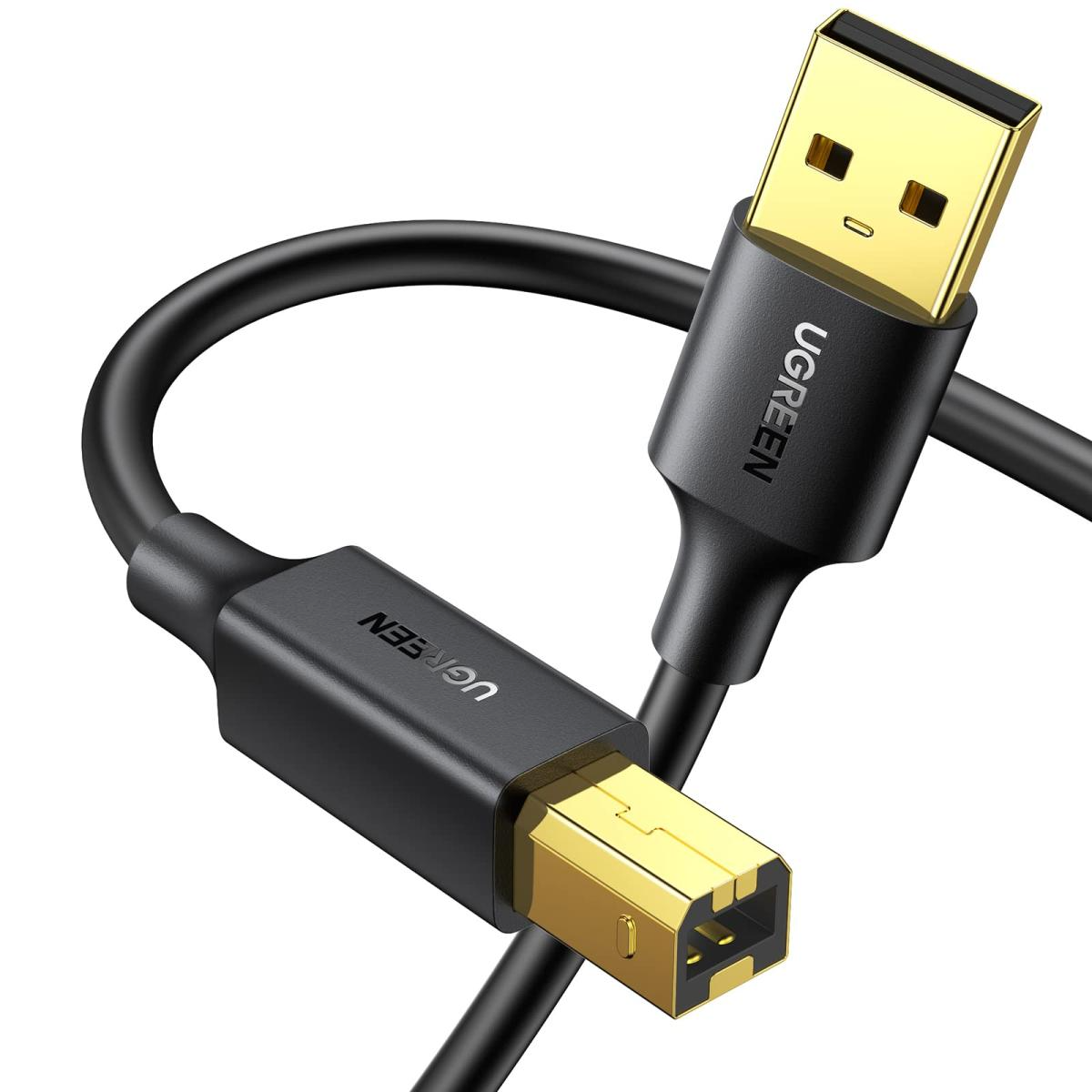 UGREEN USB 2.0 AM to BM Print Cable - Black - 1M