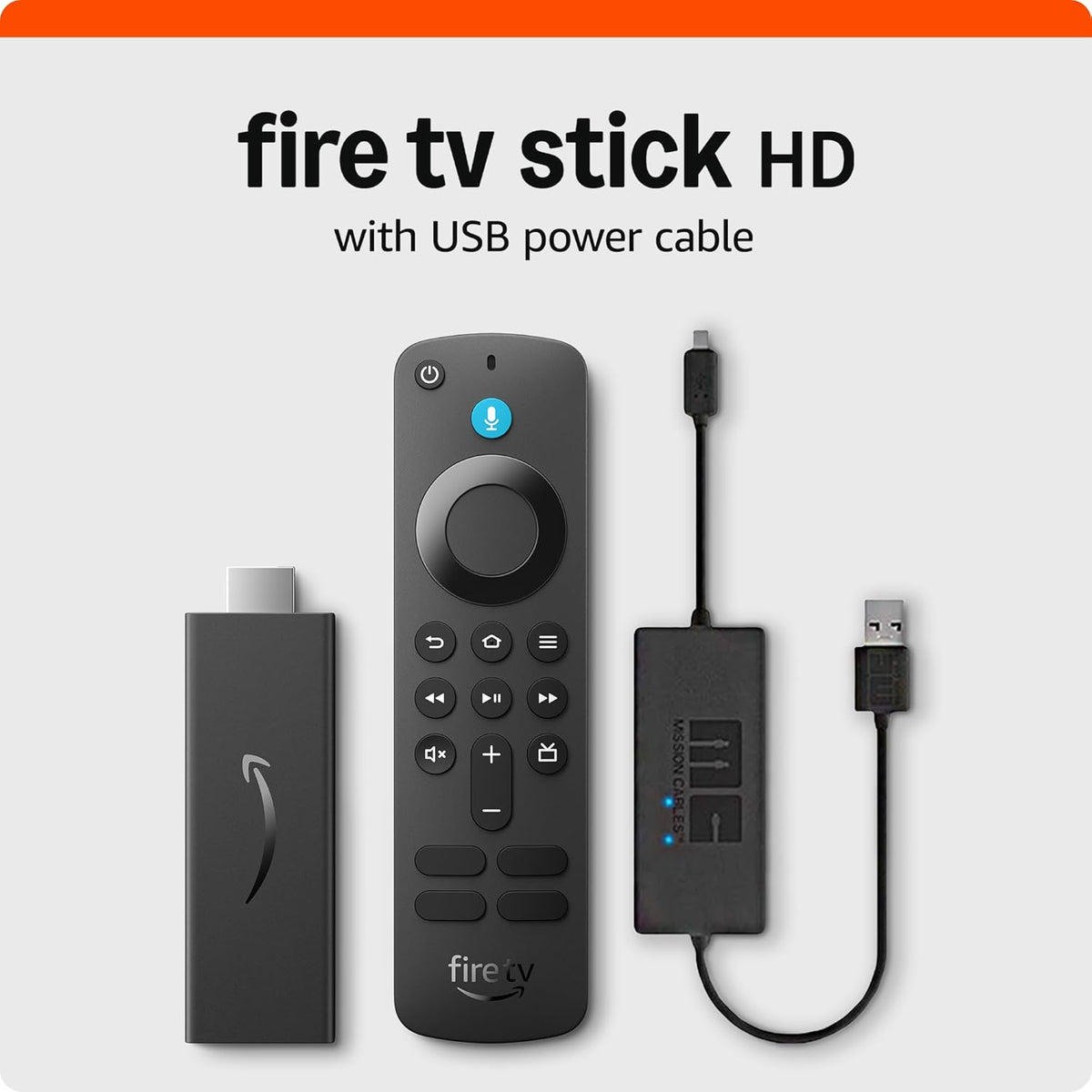 Fire TV Stick HD bundle with Made for Amazon, USB Power Cable