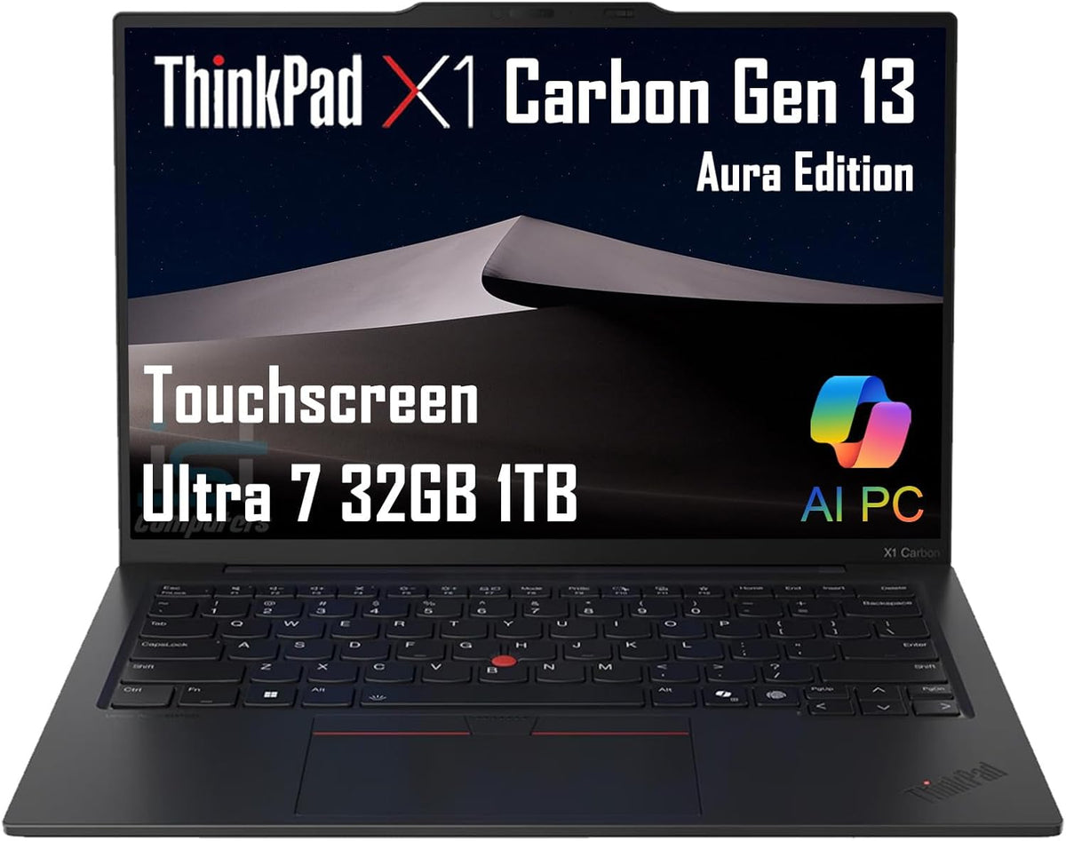 Lenovo ThinkPad X1 Carbon Gen 13 Aura Edition AI PC Laptop (14" FHD+ Touchscreen, Intel Core Ultra 7 255U, 32GB 8400MT/s RAM, 1TB SSD, (>i7-1355U)), Thunderbolt 4, Backlit, FP, IR Webcam, Win 11 Pro