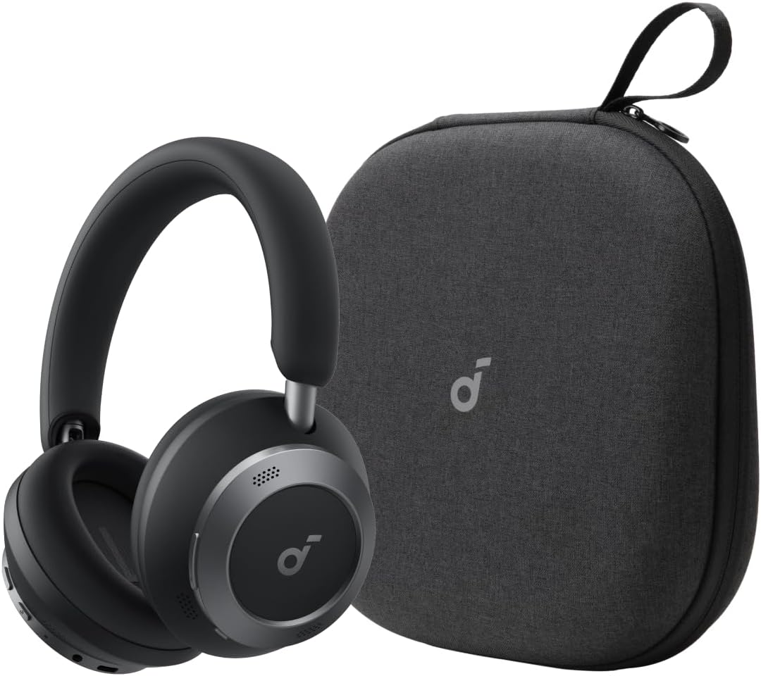 Space One Pro by Anker, with Headphones Case, Adaptive Active Noise Cancelling Headphones Driven by 6 Mics, Super Foldable Design, 60H Lossless Audio, Ultra-Fast Charging, Hi-Res Wireless