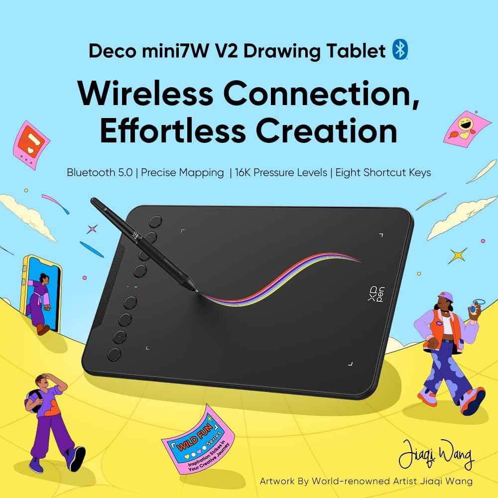 XPPen Deco MINI7W wireless Bluetooth tablet for portable computing