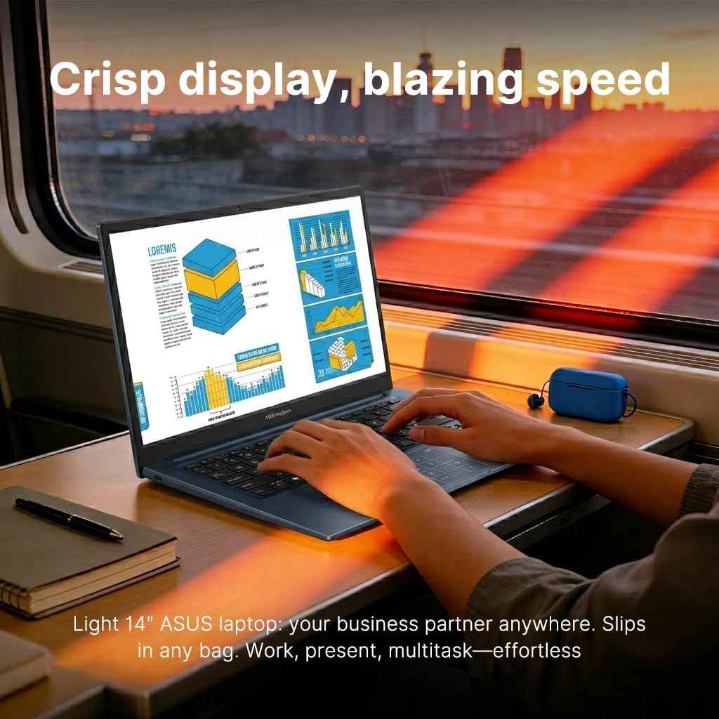 Vivobook 14 Laptop, Intel 10-Core 5 120U(Up to 5GHz), 16GB RAM 512GB SSD, 14" FHD IPS Win 11 WiFi 6 Bluetooth Laptops-Computer for Business College Students w/GM Accessory