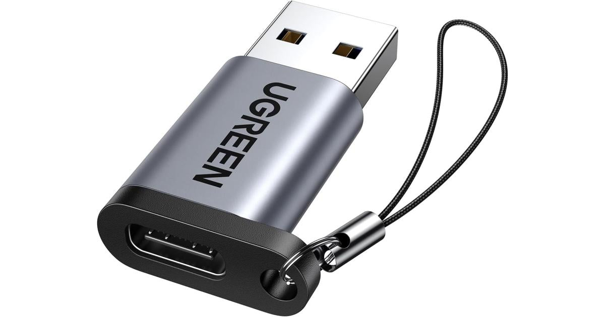 UGREEN 10Gbps USB C Female to USB Male Adapter Type C to USB A Charger Cable Converter Compatible with Apple Watch iPhone 15 14 13 AirPods 3 MacBook Samsung Galaxy Google Pixel etc Gray